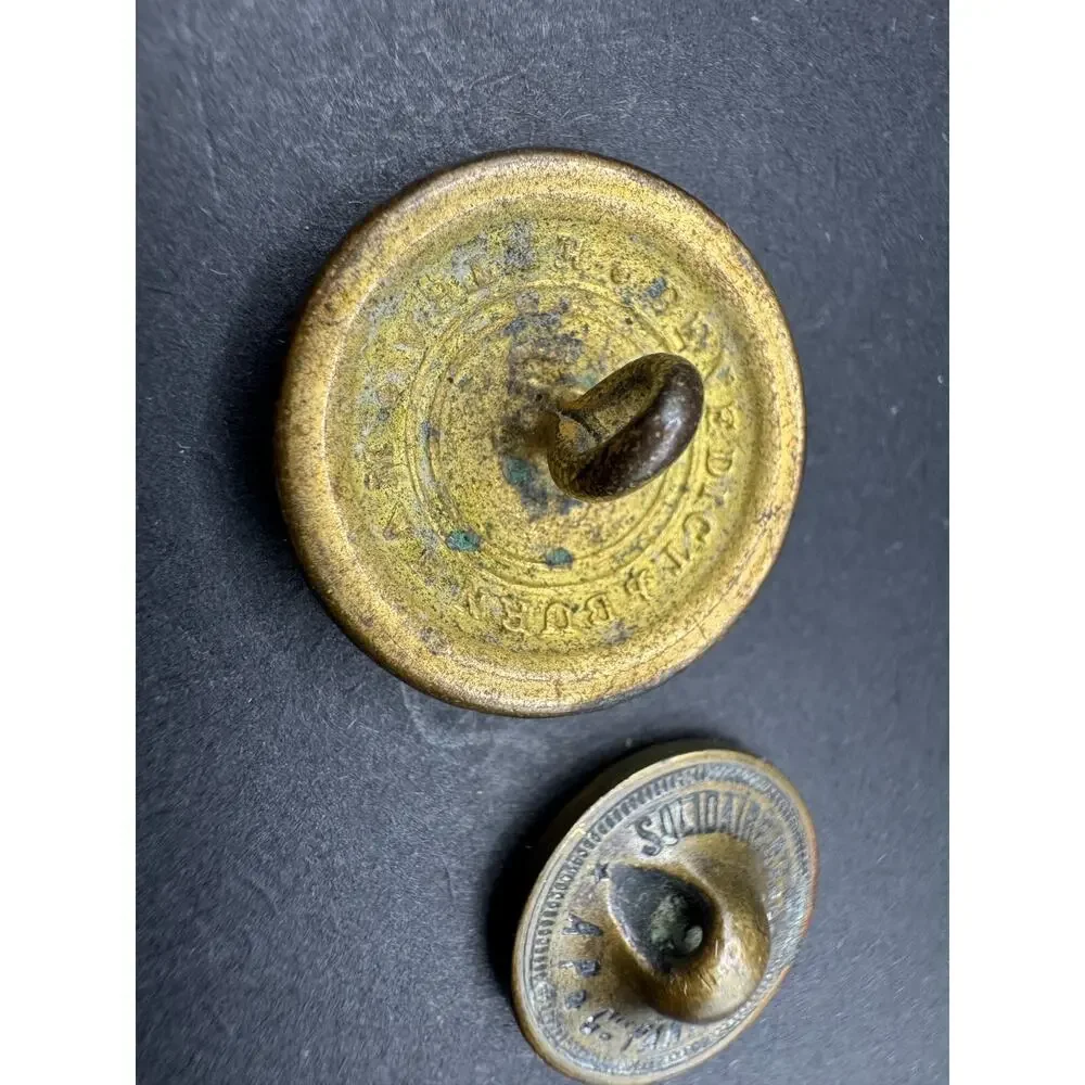 Antique Button Brass Floral Design Benedict & Burnham & Solidaire Paris France